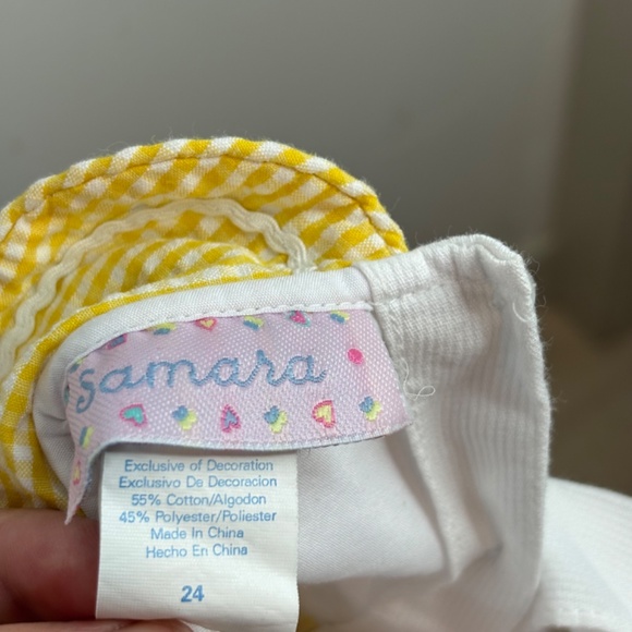 VTG 90s Samara Dress 24M Embroidered Snail Yellow Gingham Cottage Collared Twee - Picture 4 of 7